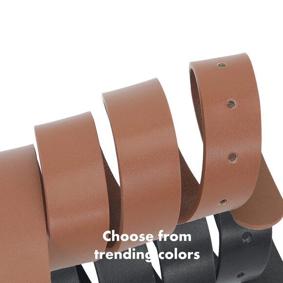 Women Belts For Jeans Dresses Fashion Gold Buckle Ladies Waist Belt Faux💟 - Picture 4 of 6